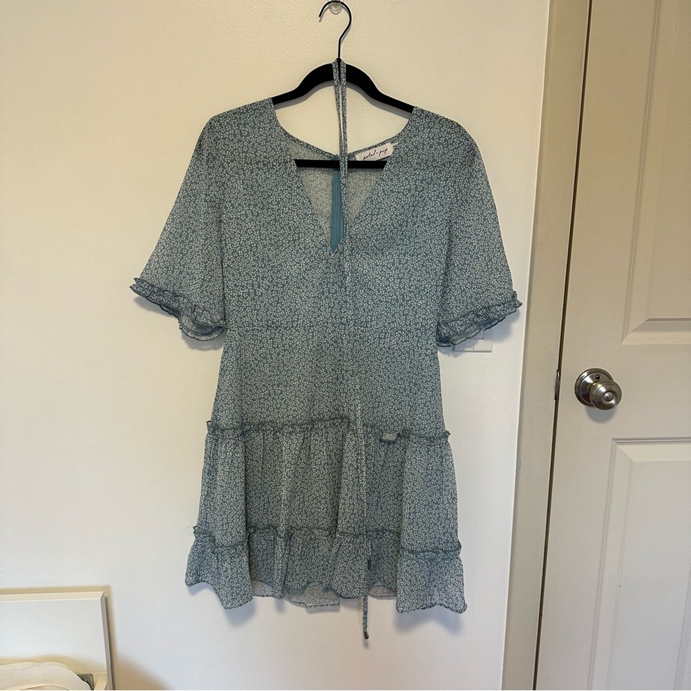 Petal and Pup Blue V-Neck Dress